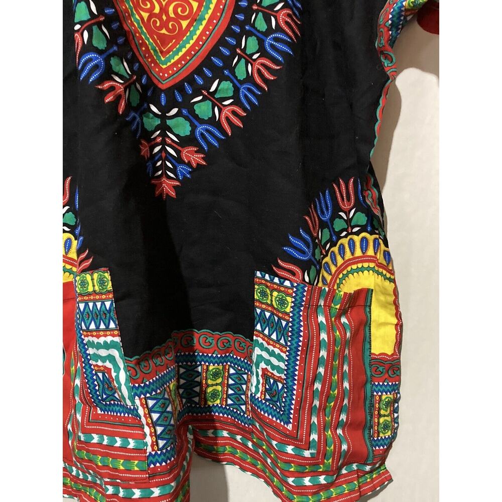 RaanPahMuang Brand Unisex Red Yellow Black Dashiki Cotton Shirt Large Tribal - Picture 5 of 6